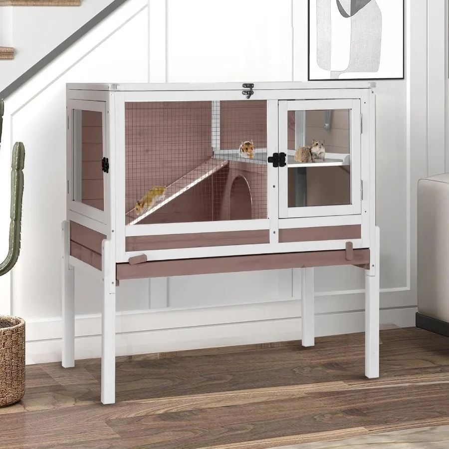 Indoor Guinea Pig Cage with Cool Zinc Plate Rabbit Hutch Featuring Wheels and Removable Proof Tray Elevated Legs Design for Enh
Indoor Guinea Pig Cage with Cool Zinc Plate Rabbit Hutch Featuring Wheels and Removable Proof Tray Elevated Legs Design for Enh