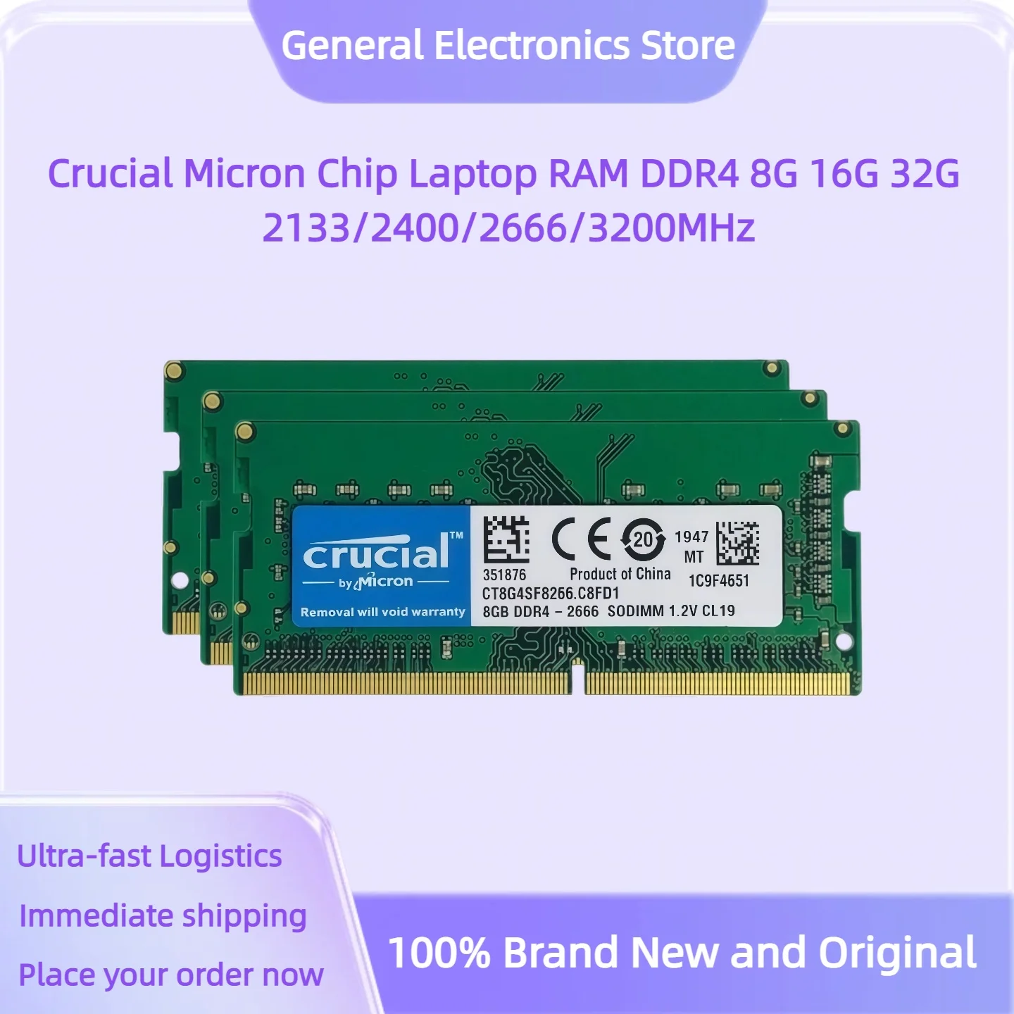 Crucial Micron Chip Laptop RAM DDR4 8G 16G 32G 2133/2400/2666/3200MHz
Crucial Micron Chip Laptop RAM DDR4 8G 16G 32G 2133/2400/2666/3200MHz