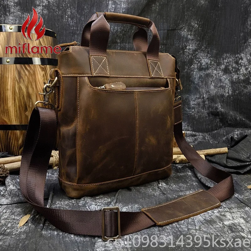 Men's Full Grain Crazy Horse Leather Briefcase Vertical A4 Vintage Retro Crossbody Messenger Shoulder Bag Business Casual
Men's Full Grain Crazy Horse Leather Briefcase Vertical A4 Vintage Retro Crossbody Messenger Shoulder Bag Business Casual