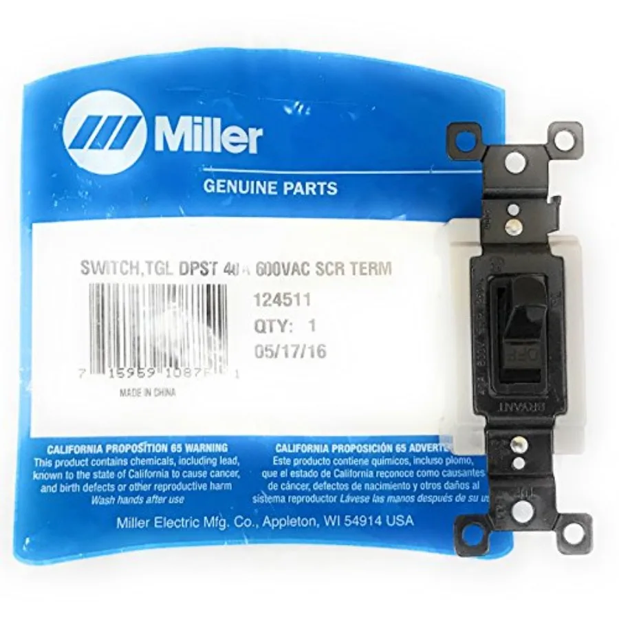 124511 Miller Toggle Switch 40 Amp 600 VAC
124511 Miller Toggle Switch 40 Amp 600 VAC
