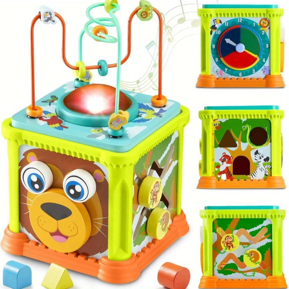JOYFY Wooden Activity Cube Baby Montessori Toy with Music and Light for 1+ Year Old Educational Birthday Gift Animal Themed Cube
JOYFY Wooden Activity Cube Baby Montessori Toy with Music and Light for 1+ Year Old Educational Birthday Gift Animal Themed Cube