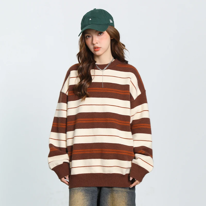 Striped color-blocked American retro Japanese-style loose-fitting trendy casual outerwear for couples, youthful niche knit sweat
Striped color-blocked American retro Japanese-style loose-fitting trendy casual outerwear for couples, youthful niche knit sweat