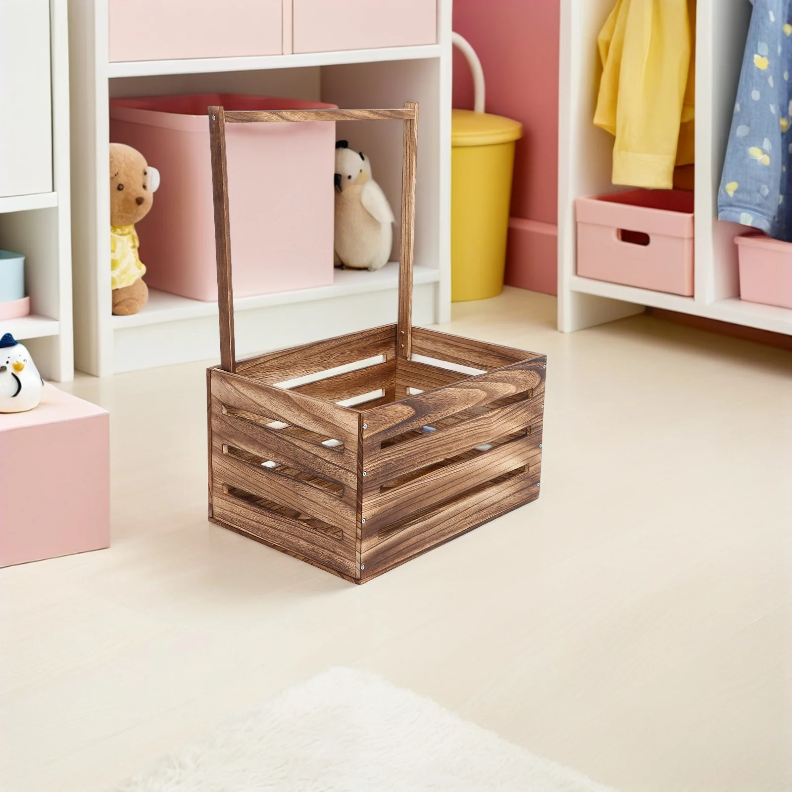 Portable Baby Clothes Hamper Basket Wooden Storage Crate with Handle Natural Material Laundry Basket for Baby Shower Present
Portable Baby Clothes Hamper Basket Wooden Storage Crate with Handle Natural Material Laundry Basket for Baby Shower Present