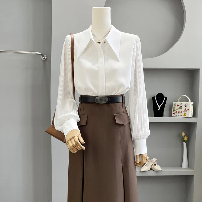 Chiffon Office Lady Women's Shirts Spring/summer New Solid Korean Clothing Sales Loose Long Sleeves Tops White Women Blouses
Chiffon Office Lady Women's Shirts Spring/summer New Solid Korean Clothing Sales Loose Long Sleeves Tops White Women Blouses