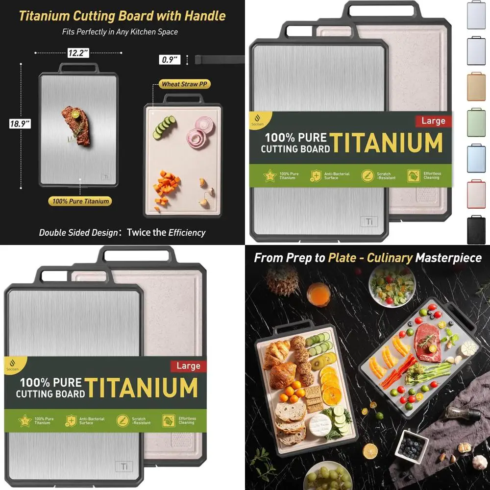 Double-Sided Titanium & Wheat Straw Kitchen Chopping Boards - Large, Small, with Handle, Grey/Beige Options
Double-Sided Titanium & Wheat Straw Kitchen Chopping Boards - Large, Small, with Handle, Grey/Beige Options