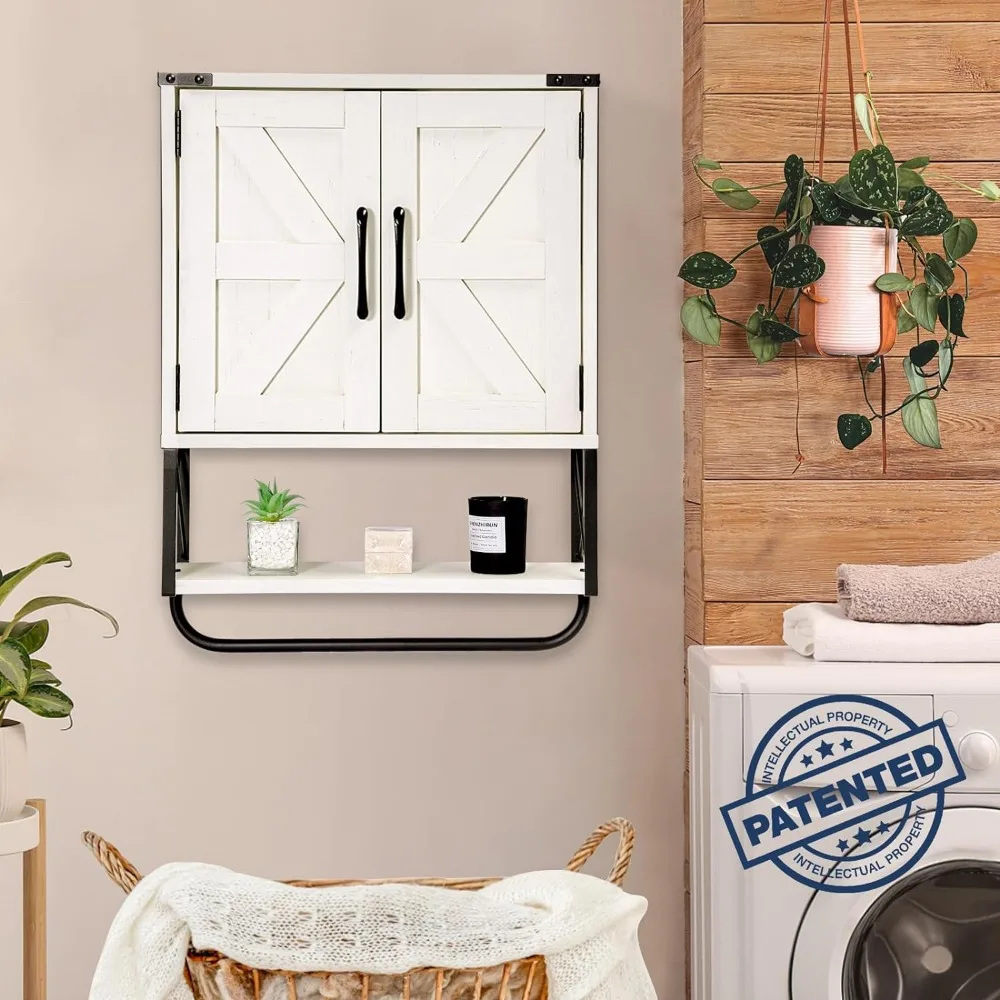Farmhouse Medicine Cabinet with 2 Barn Door, Wood Wall Mounted Storage Cabinet with Adjustable Shelf and Towel Bar, neat
Farmhouse Medicine Cabinet with 2 Barn Door, Wood Wall Mounted Storage Cabinet with Adjustable Shelf and Towel Bar, neat