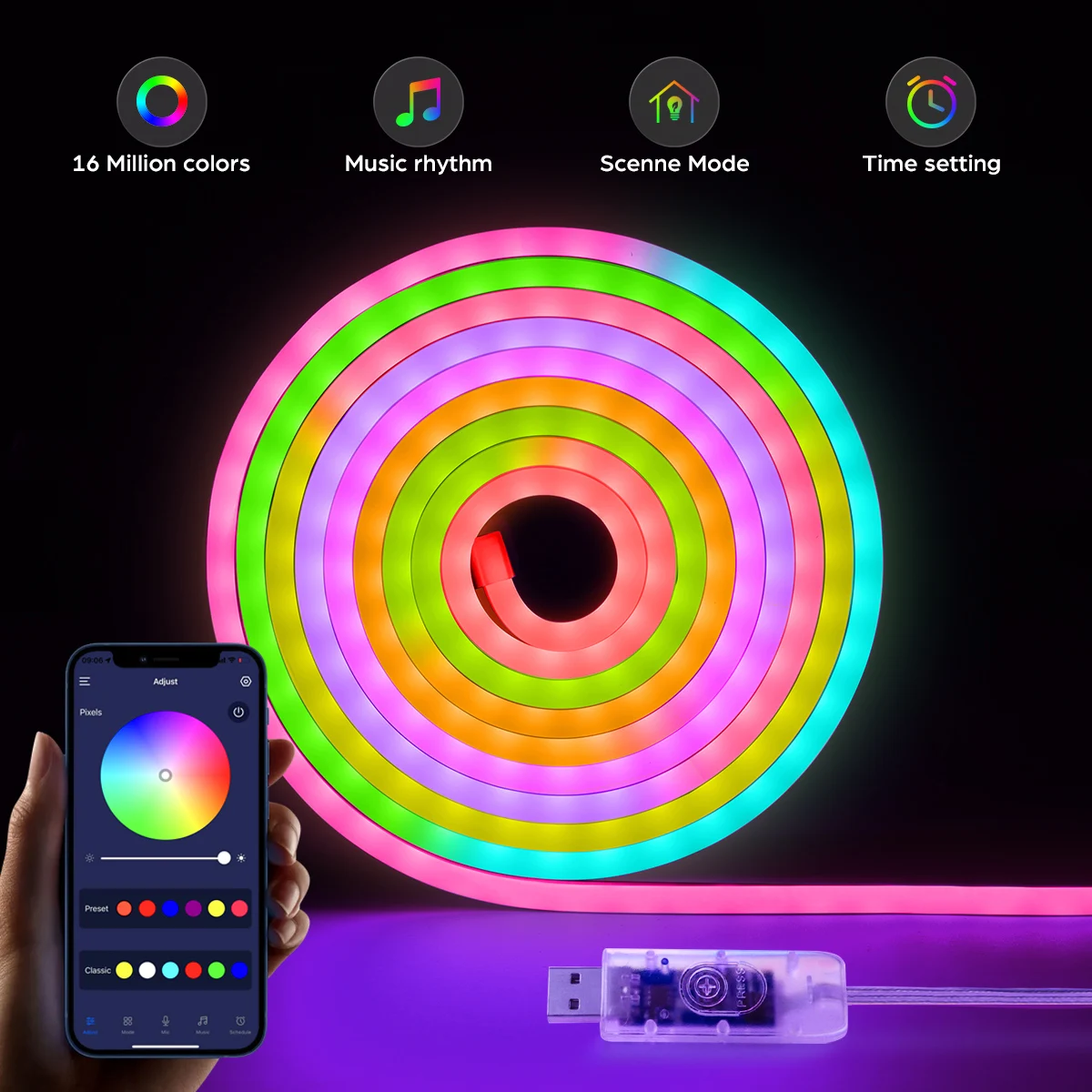 Светодиодная RGB лента WS2812 RGBIC, водонепроницаемая LED полоска с дистанционным управлением, с поддержкой Bluetooth, для рождественского декора
Светодиодная RGB лента WS2812 RGBIC, водонепроницаемая LED полоска с дистанционным управлением, с поддержкой Bluetooth, для рождественского декора