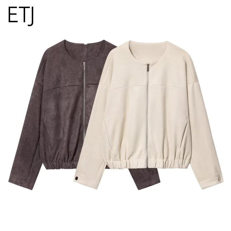ETJ 2025 осенне-зимняя новая женская ретро-куртка с круглым вырезом и молнией, анти-бархатная кожаная куртка, повседневная куртка для поездок на работу
ETJ 2025 осенне-зимняя новая женская ретро-куртка с круглым вырезом и молнией, анти-бархатная кожаная куртка, повседневная куртка для поездок на работу