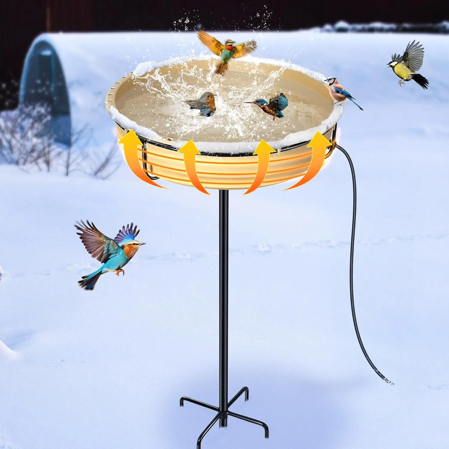 75W Heated Bird Bath for Winter, Thermostat Control with Metal Base, Large Capacity for Garden and Yard
75W Heated Bird Bath for Winter, Thermostat Control with Metal Base, Large Capacity for Garden and Yard