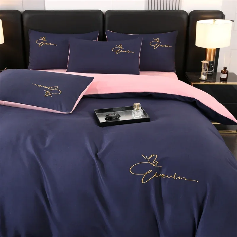 Embroidery Bedding Set High Quality Skin Friendly Quilt Cover Set Solid Color Bed Cover Set Single Double Queen Duvet Cover
Embroidery Bedding Set High Quality Skin Friendly Quilt Cover Set Solid Color Bed Cover Set Single Double Queen Duvet Cover