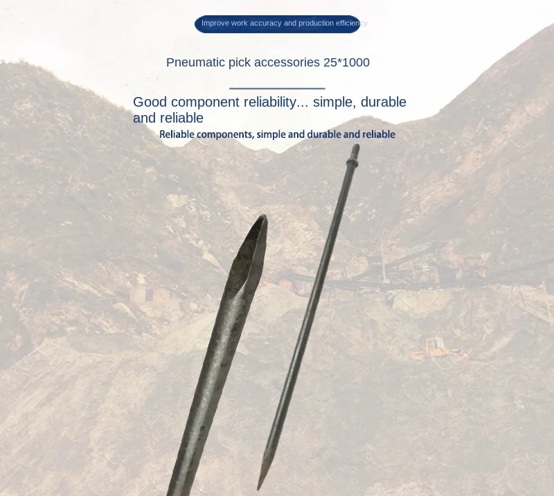 1m high quality wear-resistant drill bit pneumatic pick special fittings 25x1000mm.
1m high quality wear-resistant drill bit pneumatic pick special fittings 25x1000mm.
