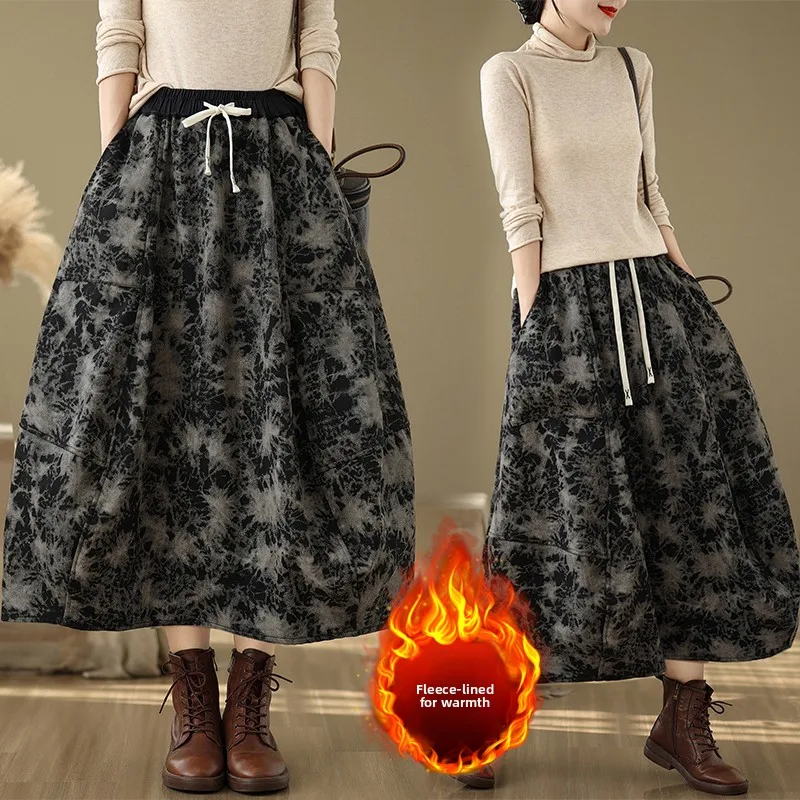 Retro Tie Dye Print Fce Lined Denim f Skirt High Waist a Line Long Skirts for plus Size Women Trendy Winter Dstring
Retro Tie Dye Print Fce Lined Denim f Skirt High Waist a Line Long Skirts for plus Size Women Trendy Winter Dstring