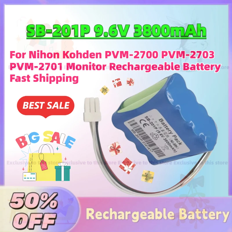 New SB-201P 3800mAh 9.6V Ni-MH Battery for Nihon Kohden PVM-2701 PVM-2700 PVM-2703 Monitor Rechargeable Battery Fast Shipping
New SB-201P 3800mAh 9.6V Ni-MH Battery for Nihon Kohden PVM-2701 PVM-2700 PVM-2703 Monitor Rechargeable Battery Fast Shipping