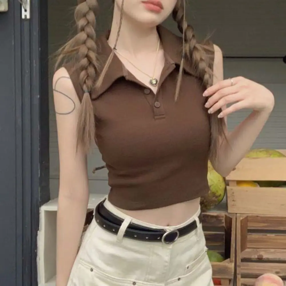Solid Color Korean Y2K Crop Tops Cotton with Chest Pads Polo Neck Thin T-shirt V-neck Sleeveless Slim Short Vest Ladies
Solid Color Korean Y2K Crop Tops Cotton with Chest Pads Polo Neck Thin T-shirt V-neck Sleeveless Slim Short Vest Ladies