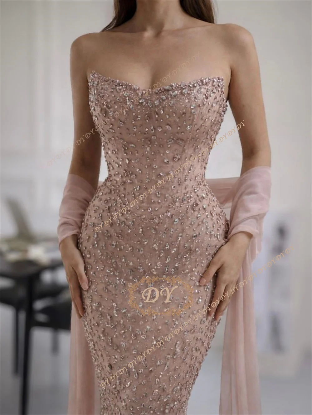 DY Luxury Strapless Mermaid Prom Party Dresses Crystals Floor Length Evening Gowns Customized 2026 Sleeveless فستان بيكو
DY Luxury Strapless Mermaid Prom Party Dresses Crystals Floor Length Evening Gowns Customized 2026 Sleeveless فستان بيكو