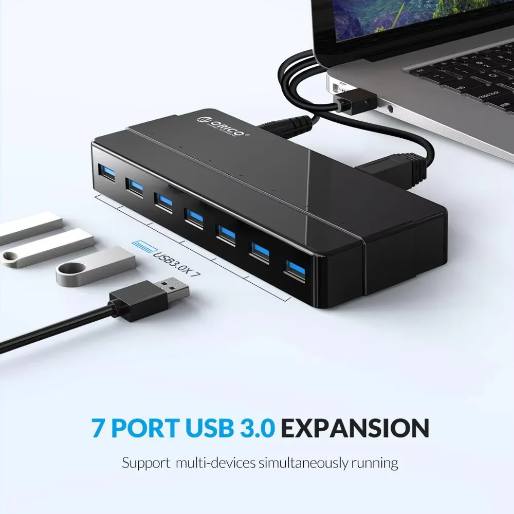 ORICO 4 7 Port USB 3.0 HUB with 12V Power Adapter USB Splitter OTG Adapter For Desktop Laptop PC Computer Accessories SuperSpeed
ORICO 4 7 Port USB 3.0 HUB with 12V Power Adapter USB Splitter OTG Adapter For Desktop Laptop PC Computer Accessories SuperSpeed