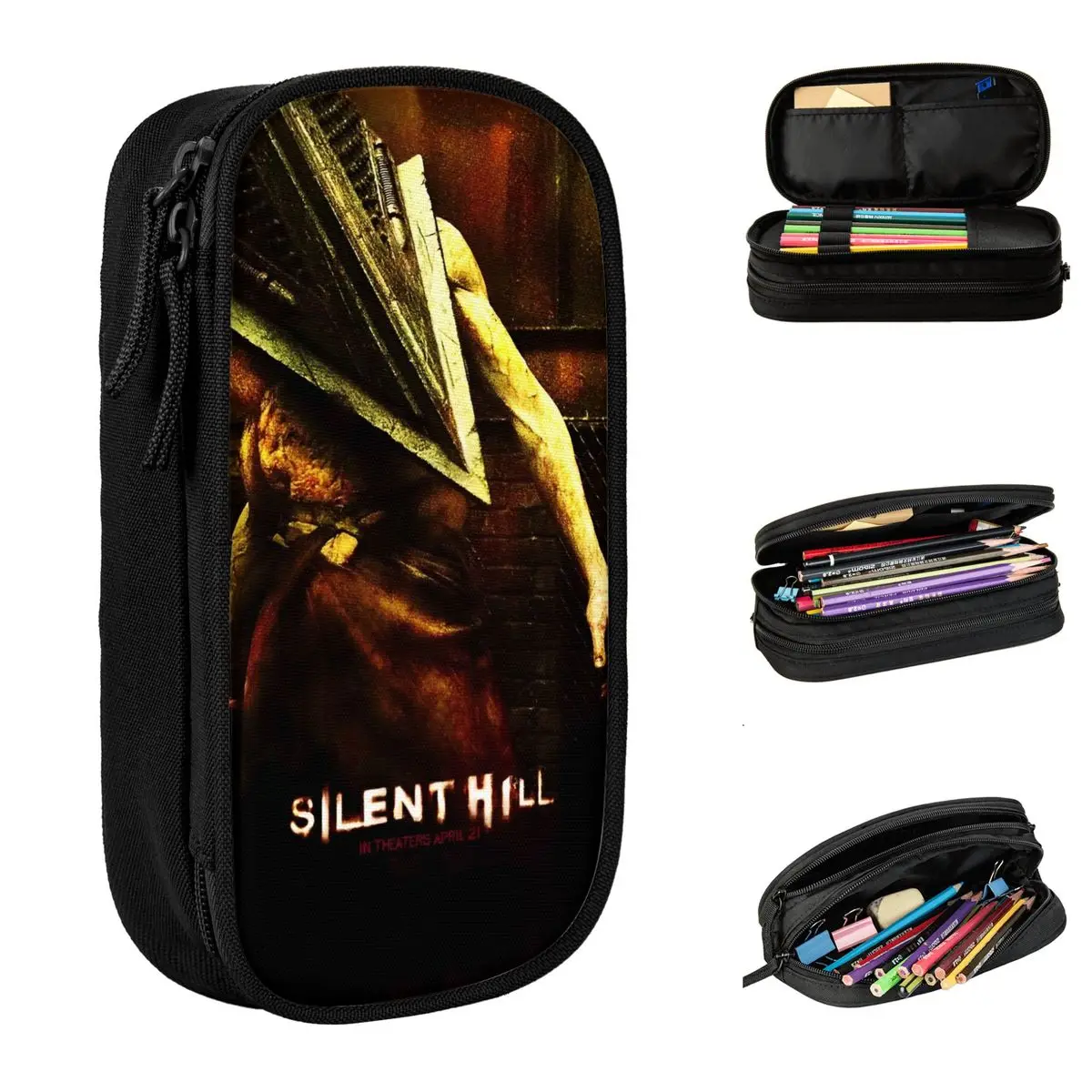 Пенал ужасов Silent Hill, новый держатель для ручек, сумки для студентов, большая вместимость, школьный пенал на молнии для студентов
Пенал ужасов Silent Hill, новый держатель для ручек, сумки для студентов, большая вместимость, школьный пенал на молнии для студентов