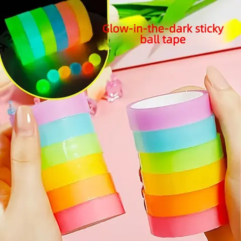 5pcs Glow-in-the-Dark Sticky Balls, Ball Tape, Crystal-Clear Water Ball Tape, Hand-Stretched, Colorful Sticky Water Ball Tape