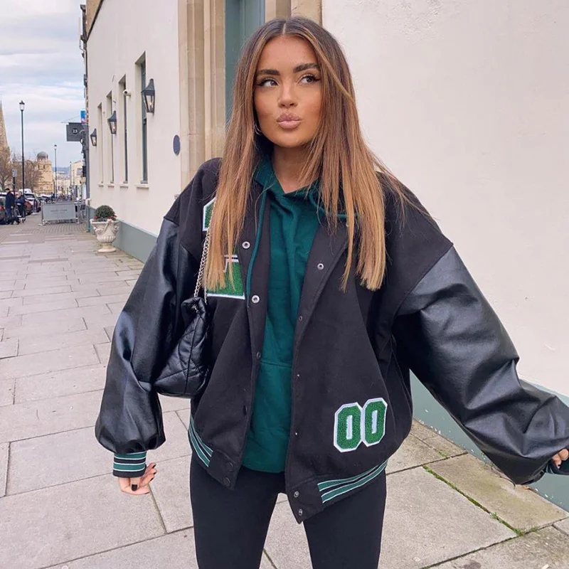Women's Oversized Loose Fit Baseball Jacket High Street Style round Neck Button up Short Coat Autumn Fashion Ladies' Outerwear
Women's Oversized Loose Fit Baseball Jacket High Street Style round Neck Button up Short Coat Autumn Fashion Ladies' Outerwear