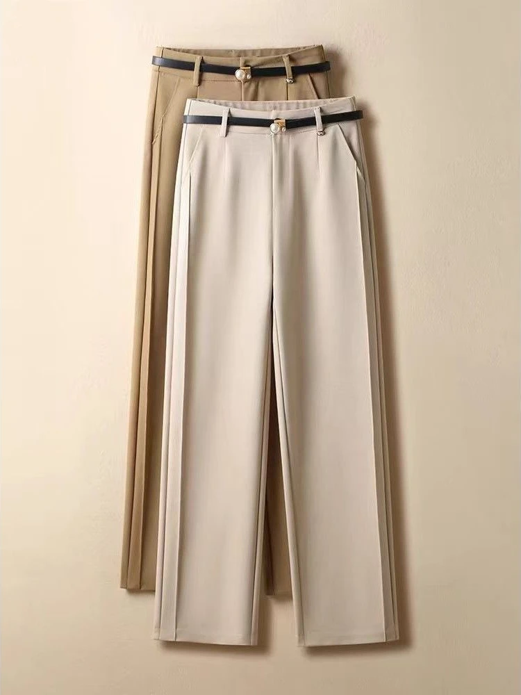 Women's Suit Wide-leg Pants 2024 Autumn New Casual Straight Pants Office Lady Simple Solid Khaki Elegant Black Pants with Belt
Women's Suit Wide-leg Pants 2024 Autumn New Casual Straight Pants Office Lady Simple Solid Khaki Elegant Black Pants with Belt