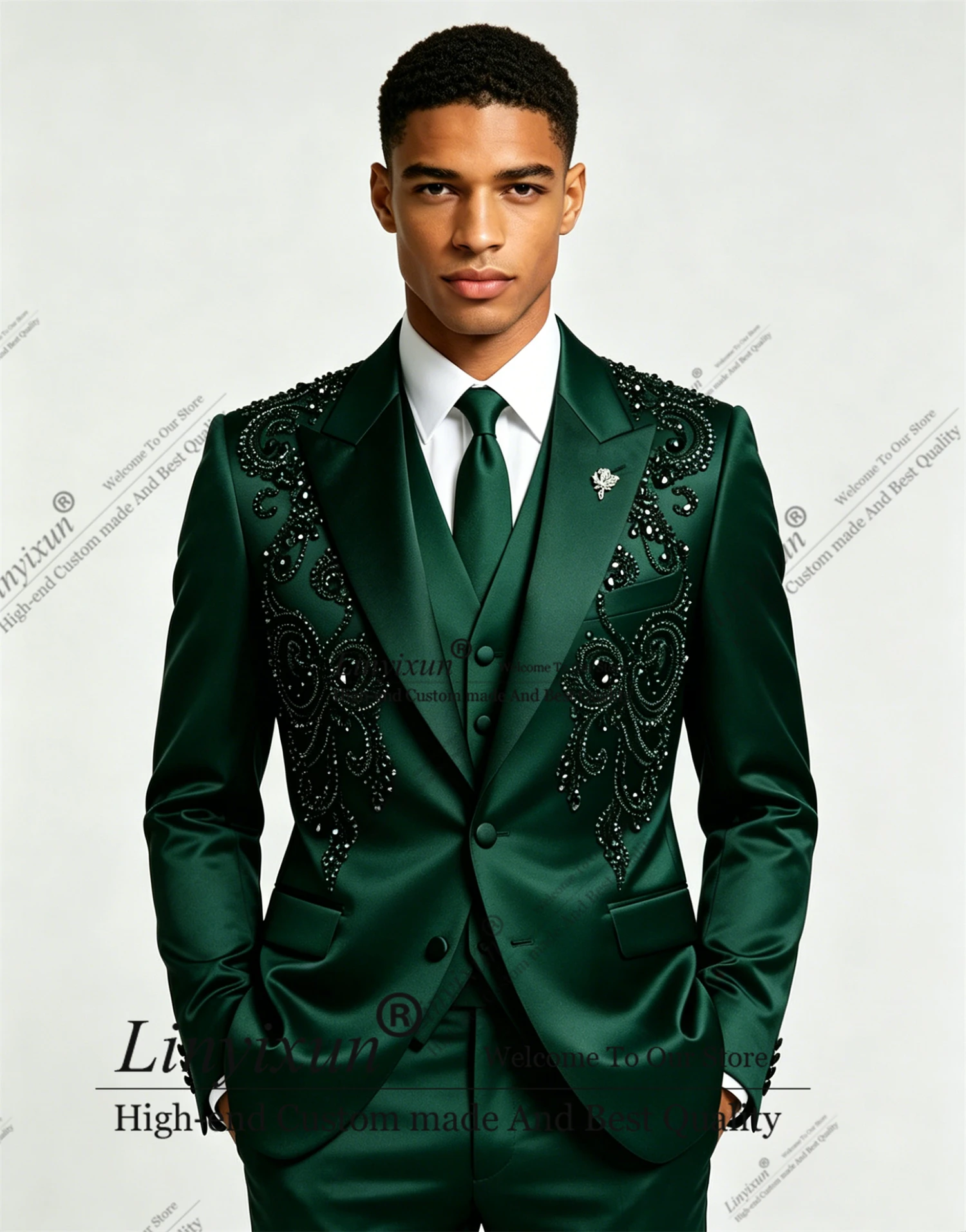 Elegant Sparkly Stones Unique Men Suit For Wedding Customized 3 Pieces Sets Male Party Prom Blazer Slim Fit pantalones hombre
Elegant Sparkly Stones Unique Men Suit For Wedding Customized 3 Pieces Sets Male Party Prom Blazer Slim Fit pantalones hombre