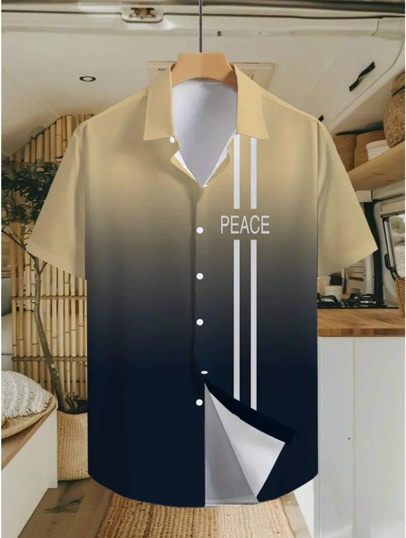 Summer minimalist gradient 3D printed short-sleeved shirt, Hawaiian casual shirt, suitable for everyday vacation wear.
Summer minimalist gradient 3D printed short-sleeved shirt, Hawaiian casual shirt, suitable for everyday vacation wear.