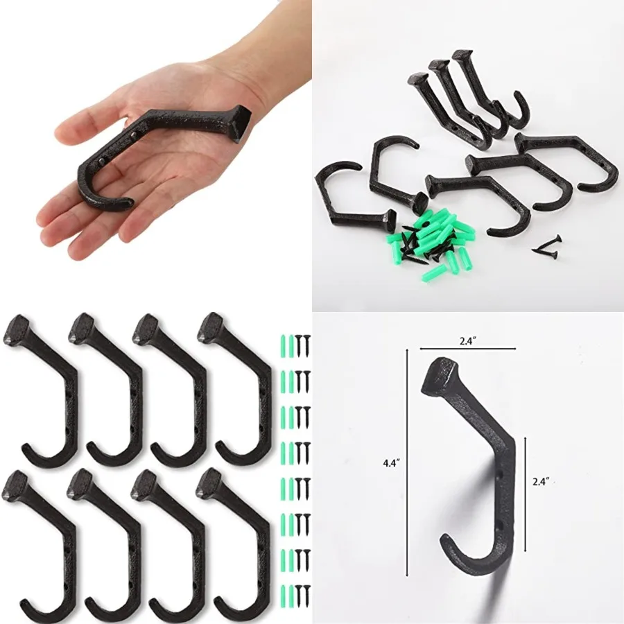 8 шт., деревенские чугунные крючки, настенные вешалки для фермерского дома, сверхмощные винтажные черные крючки с шипами для железной дороги для подвешивания пальто
8 шт., деревенские чугунные крючки, настенные вешалки для фермерского дома, сверхмощные винтажные черные крючки с шипами для железной дороги для подвешивания пальто