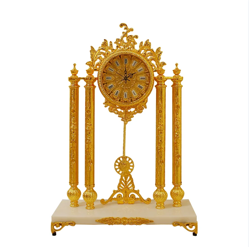 European Court Creative Design Golden Brass Desk Clock Home Decoration Electronic Movement Quartz Function Needle Projection
European Court Creative Design Golden Brass Desk Clock Home Decoration Electronic Movement Quartz Function Needle Projection