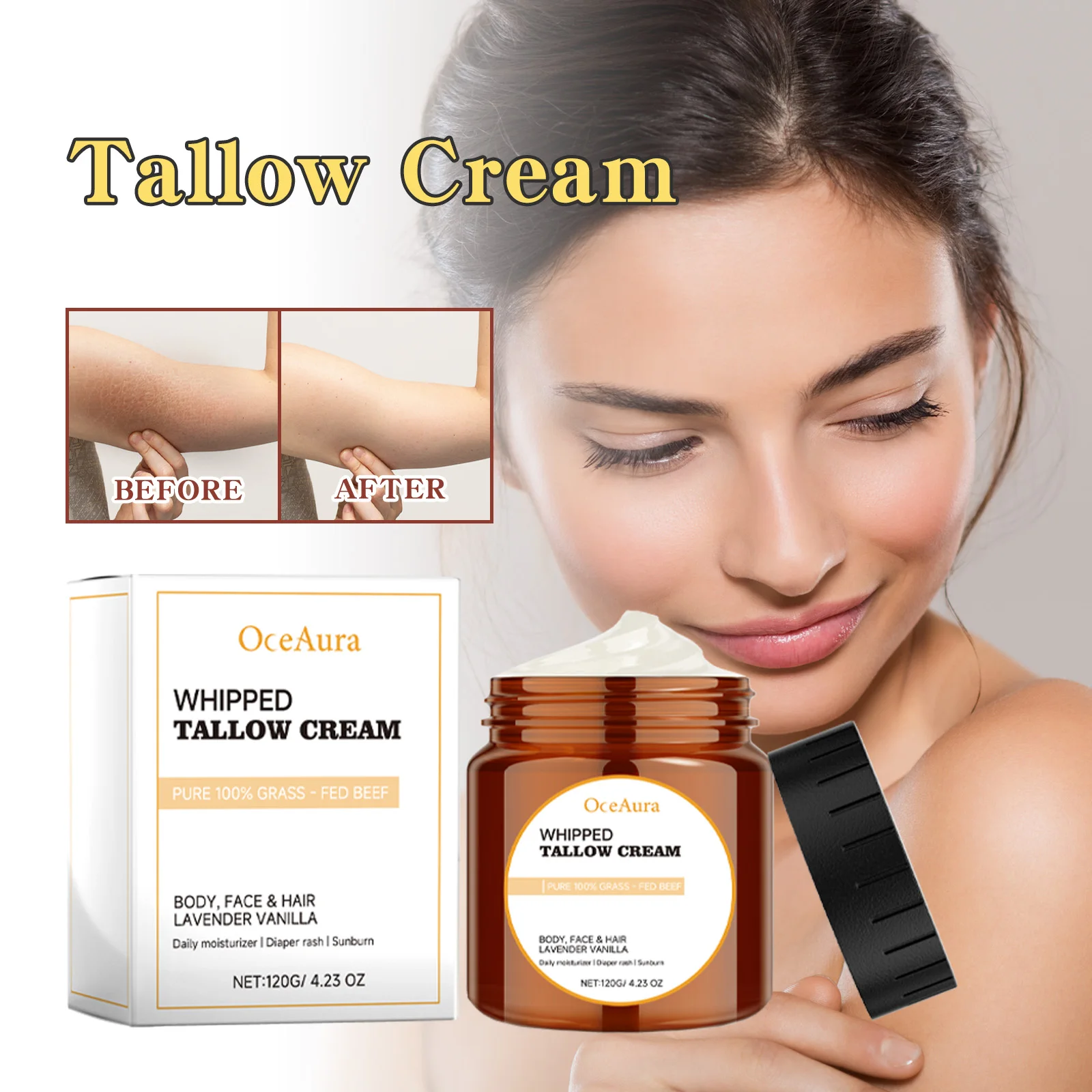 OceAura Tallow Cream Moisturize the Skin Improve Dryness Moisturize Cream Deep Moisturize and Make it Smooth Body Cream 120g
OceAura Tallow Cream Moisturize the Skin Improve Dryness Moisturize Cream Deep Moisturize and Make it Smooth Body Cream 120g