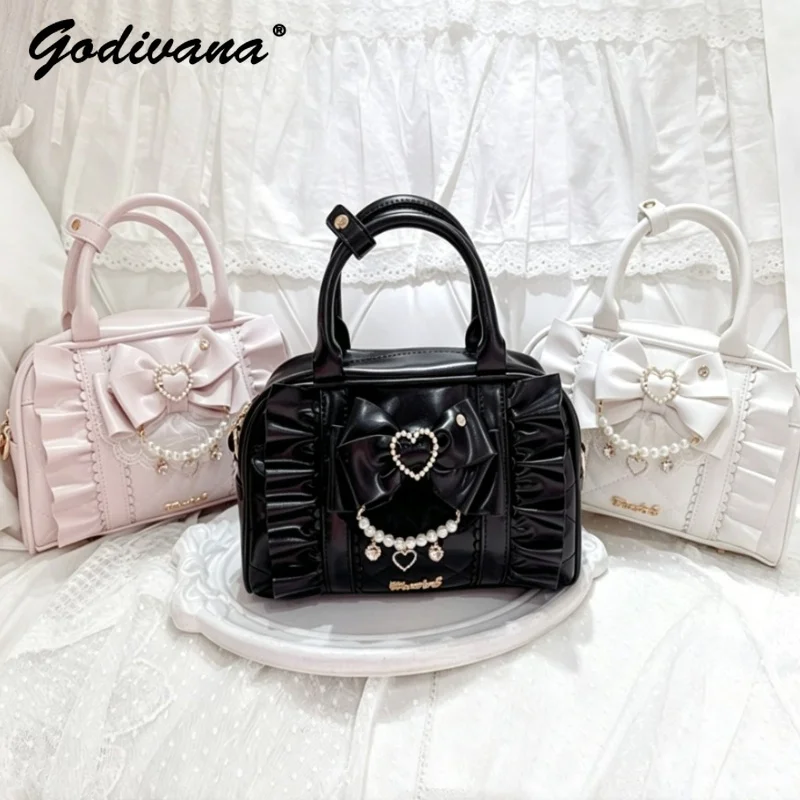 Original Lolita Sweet Bow Lolita Tote Handbags New Girl Women's Portable Pearl Chain Crossbody Shoulder Leather Bags for Women
Original Lolita Sweet Bow Lolita Tote Handbags New Girl Women's Portable Pearl Chain Crossbody Shoulder Leather Bags for Women