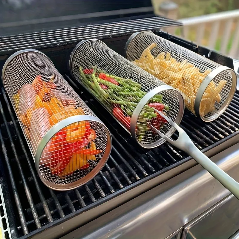 Stainless Steel Barbecue Cage, Cylindrical Shape with Fork and Hook, Suitable for Barbq, Barbecue Accessories
Stainless Steel Barbecue Cage, Cylindrical Shape with Fork and Hook, Suitable for Barbq, Barbecue Accessories