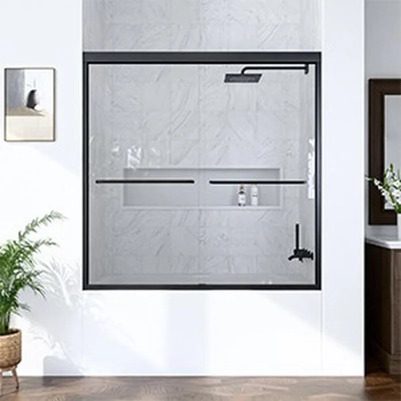 56"-60" W x 60" H Semi-Frameless Bypass Shower Door, 6mm Tempered Glass, Matte Black Finish
56"-60" W x 60" H Semi-Frameless Bypass Shower Door, 6mm Tempered Glass, Matte Black Finish