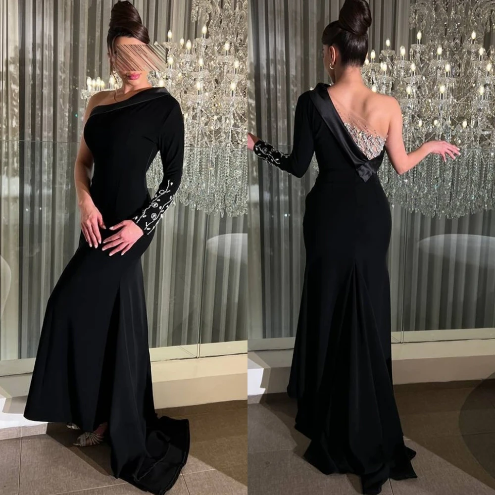 Customized Soft Jersey One Shoulder Evening Dress Simple Long Sleeves Prom Dresses Elegant Sweep Train Special Occasion Gowns
Customized Soft Jersey One Shoulder Evening Dress Simple Long Sleeves Prom Dresses Elegant Sweep Train Special Occasion Gowns