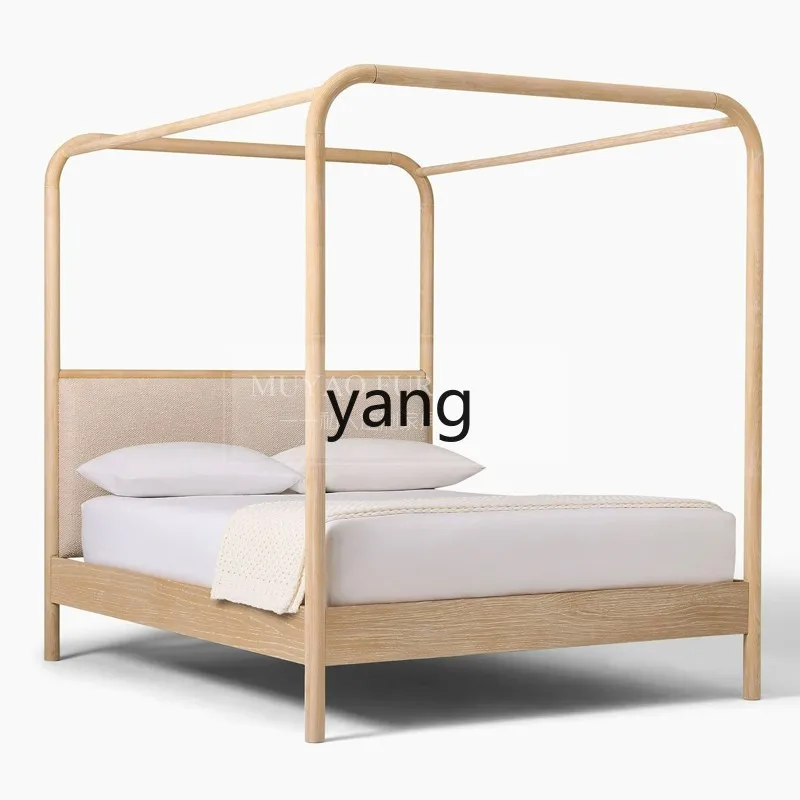 LZR Double Bed Retro Solid Wood Four-poster Frame Bed with Soft Headboard Wedding Bed
LZR Double Bed Retro Solid Wood Four-poster Frame Bed with Soft Headboard Wedding Bed