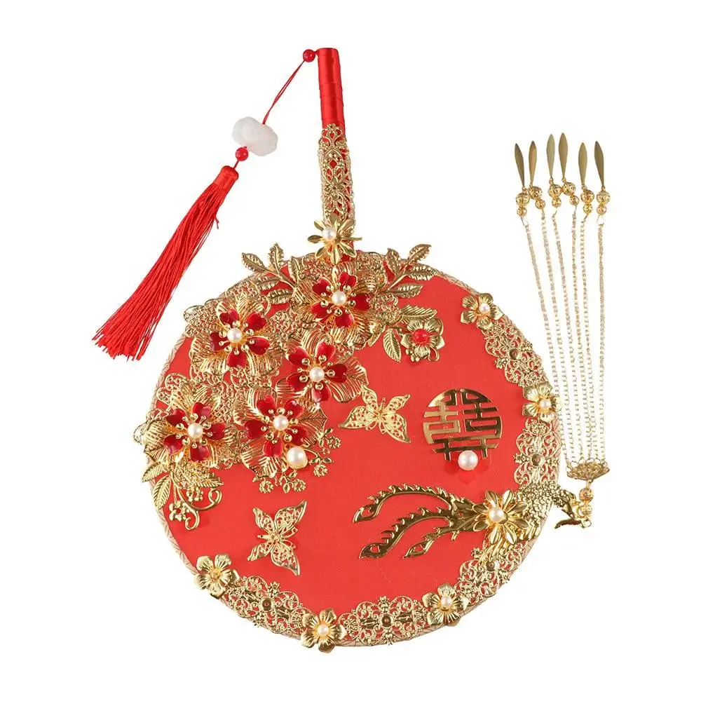 Flower Handheld with Pendant Chinese Wedding Tassels Phoenix Hand Bouquets Chinese Fan Embroidery Fan Bridal Group Fan
Flower Handheld with Pendant Chinese Wedding Tassels Phoenix Hand Bouquets Chinese Fan Embroidery Fan Bridal Group Fan