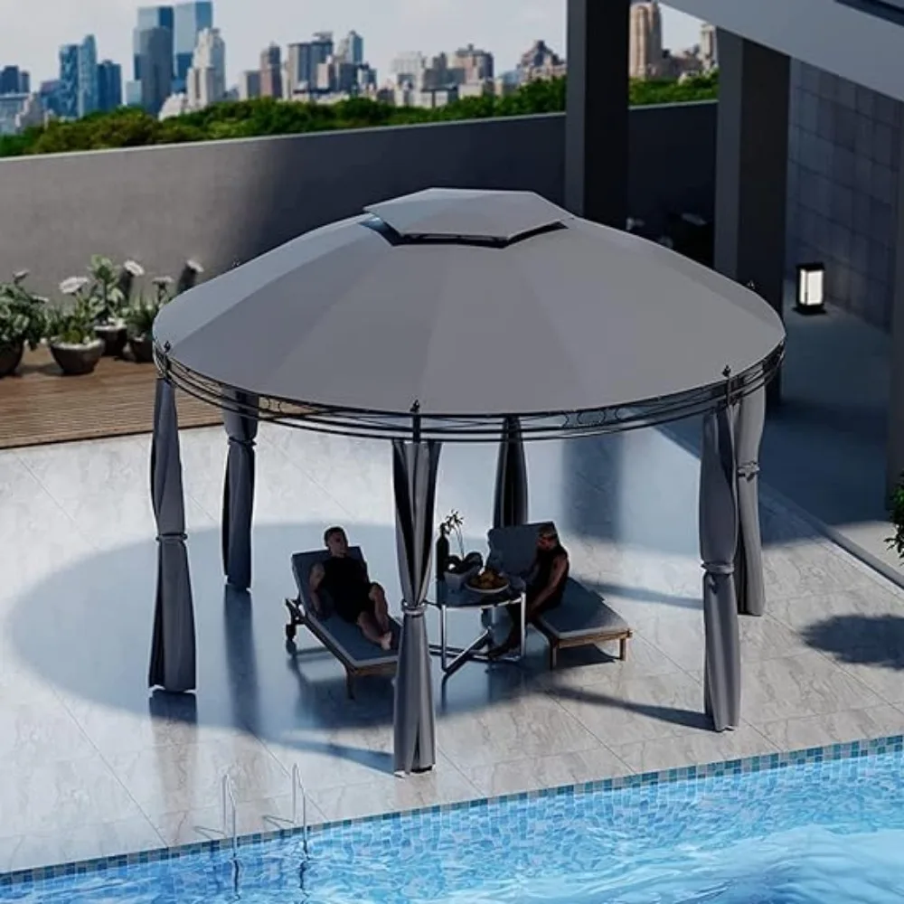Gazebos, 11.5x11.5 Ft Round Patio Gazebo, 2-Tier Dome Gazebo W/ Removable Side Curtains, Heavy Duty Steel Frame, Outdoor Gazebo
Gazebos, 11.5x11.5 Ft Round Patio Gazebo, 2-Tier Dome Gazebo W/ Removable Side Curtains, Heavy Duty Steel Frame, Outdoor Gazebo