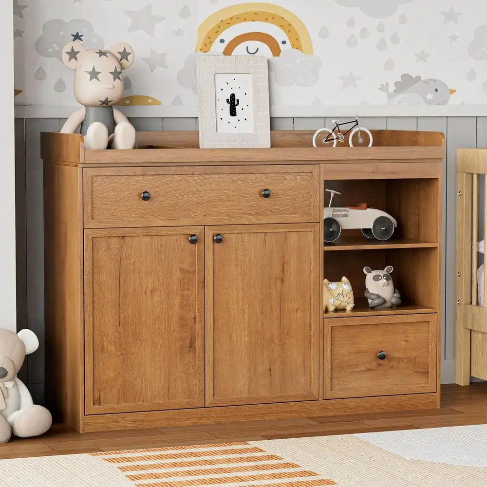 Spacious Wooden Changing Table with Adjustable Shelves and Storage for Two Sizes
Spacious Wooden Changing Table with Adjustable Shelves and Storage for Two Sizes