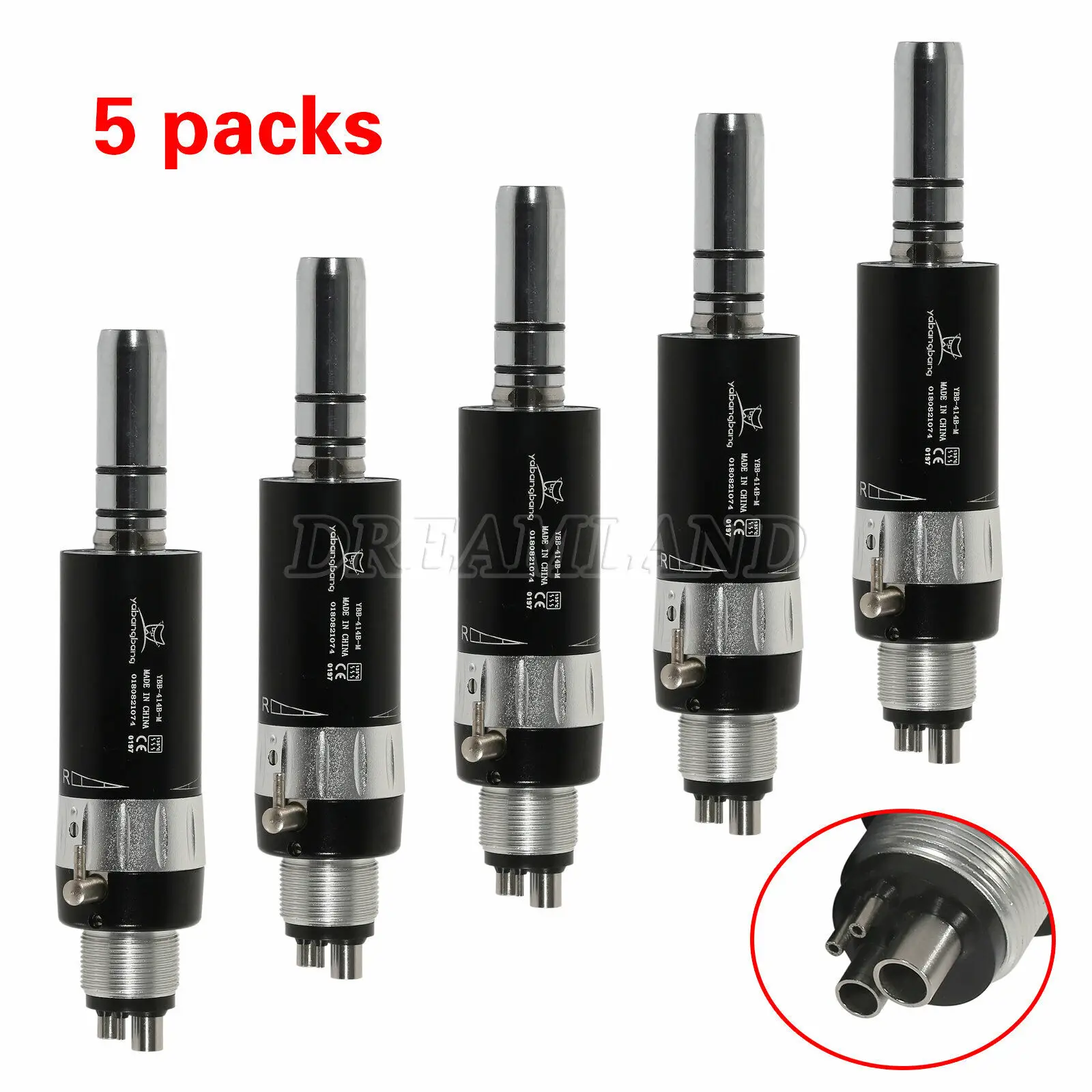 5 Pcs Dental Slow/Low Speed Standard E-type Air Motor Handpiece 4 Hole 1:1 fit NSK Black Color
5 Pcs Dental Slow/Low Speed Standard E-type Air Motor Handpiece 4 Hole 1:1 fit NSK Black Color
