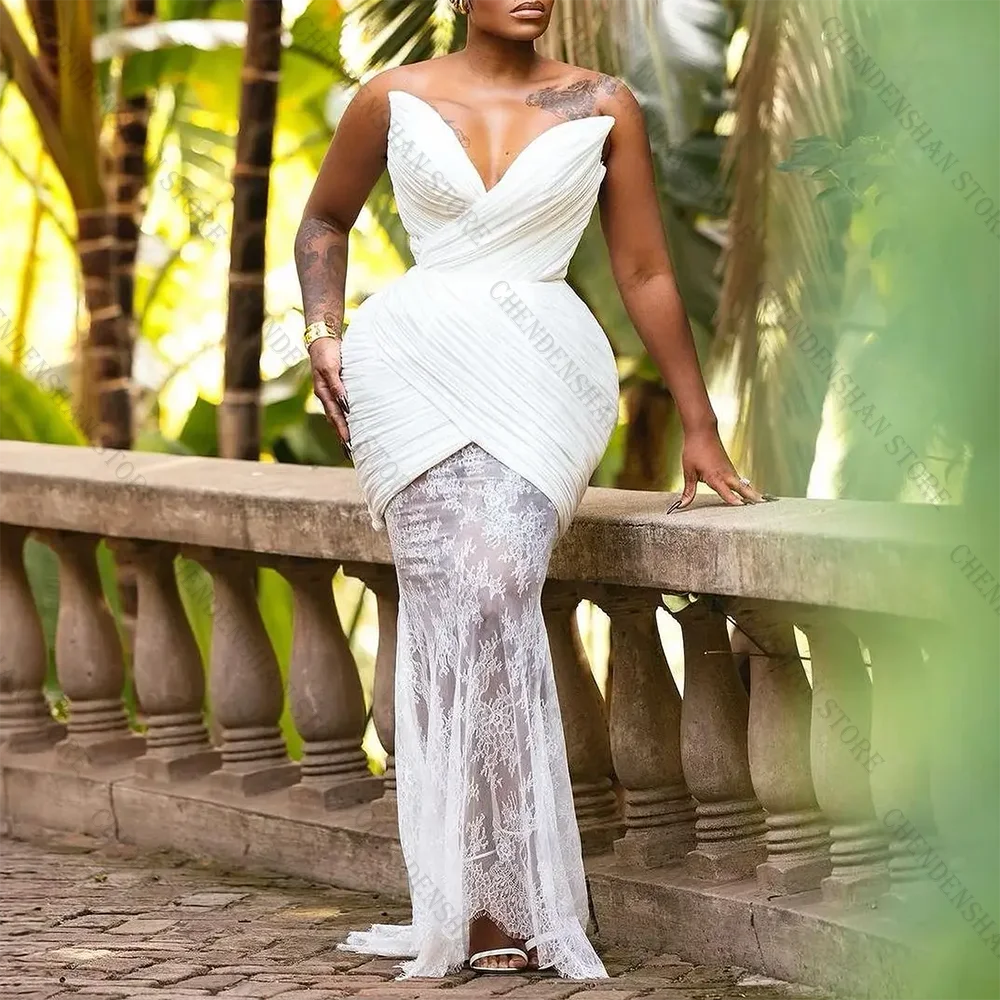 Pretty White Lace African Evening Dresses Pleated V Neck Unique Wedding Guest Dress Asoebi Style Formal Occasion Dress
Pretty White Lace African Evening Dresses Pleated V Neck Unique Wedding Guest Dress Asoebi Style Formal Occasion Dress
