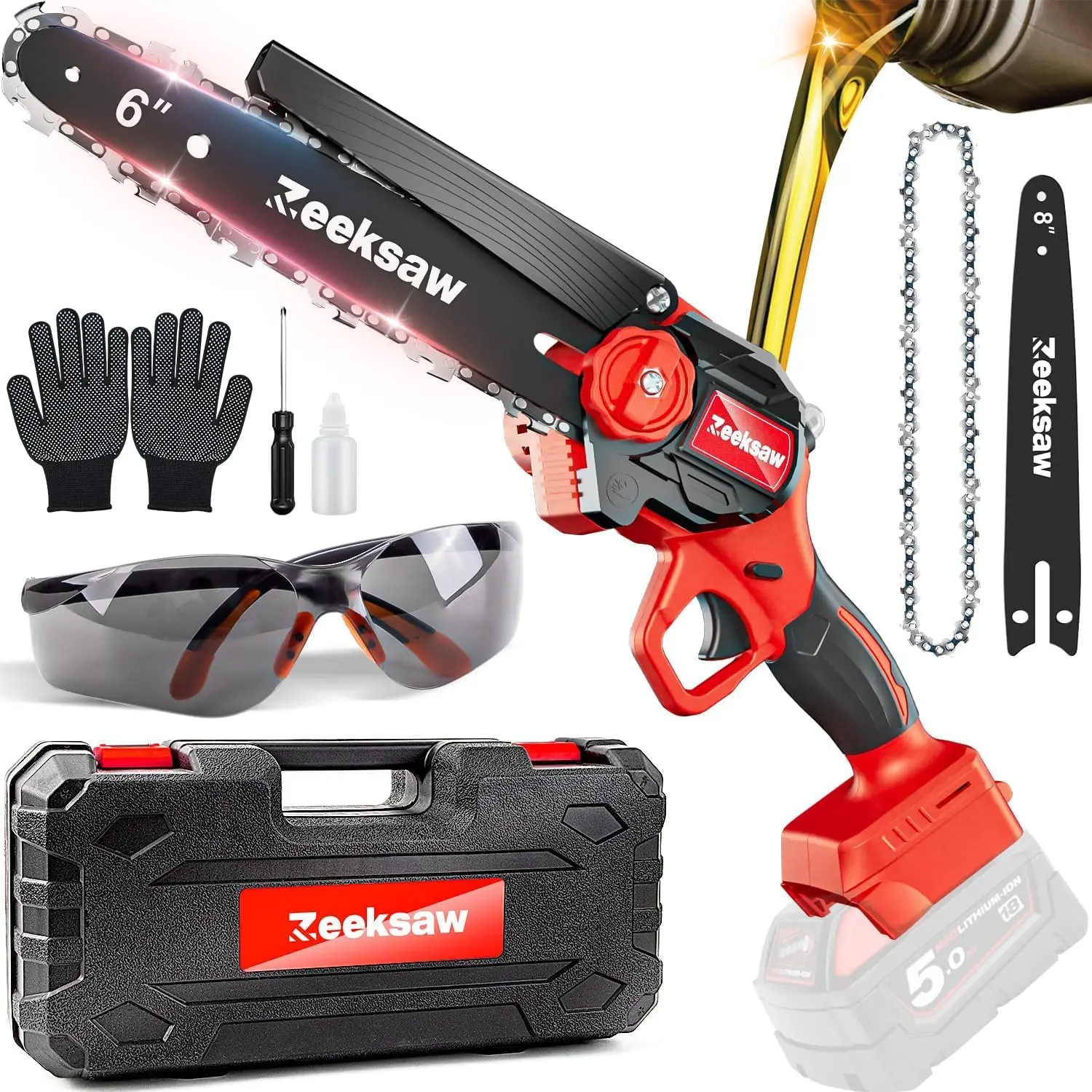 Беспроводная мини-бензопила с автоматической масленкой, 8-дюймовая и 6-дюймовая ручная пила для резки древесины и обрезки деревьев
Беспроводная мини-бензопила с автоматической масленкой, 8-дюймовая и 6-дюймовая ручная пила для резки древесины и обрезки деревьев