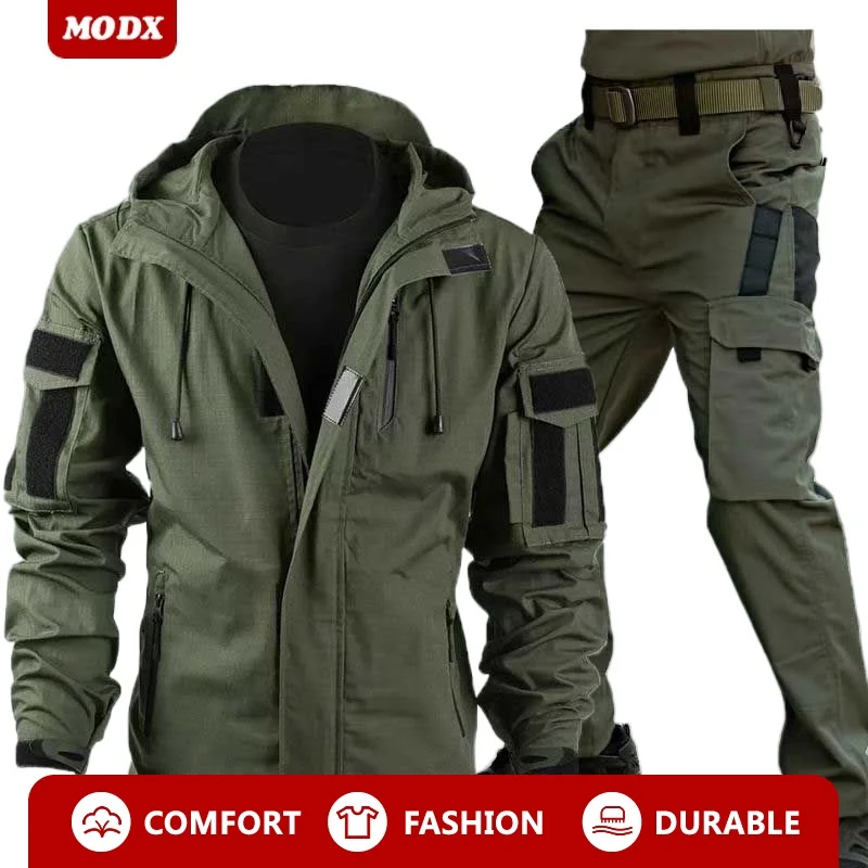 Spring Autumn Windbreaker Jacket Set Men Executive Officer Outdoor Tactical Charge Jacket Set Solid Color Waterproof Combat Suit
Spring Autumn Windbreaker Jacket Set Men Executive Officer Outdoor Tactical Charge Jacket Set Solid Color Waterproof Combat Suit
