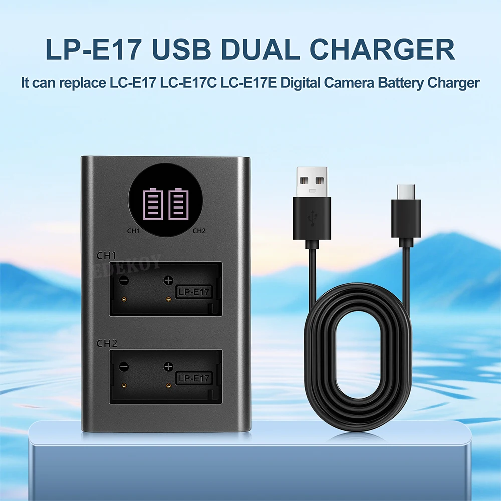 LC-E17 Battery Charger LP-E17 Compatible with for Canon EOS Rebel T7i, T6i, T6s, SL3, SL2, 77D, 9000D, 8000D, 800D, 760D, 750D
LC-E17 Battery Charger LP-E17 Compatible with for Canon EOS Rebel T7i, T6i, T6s, SL3, SL2, 77D, 9000D, 8000D, 800D, 760D, 750D