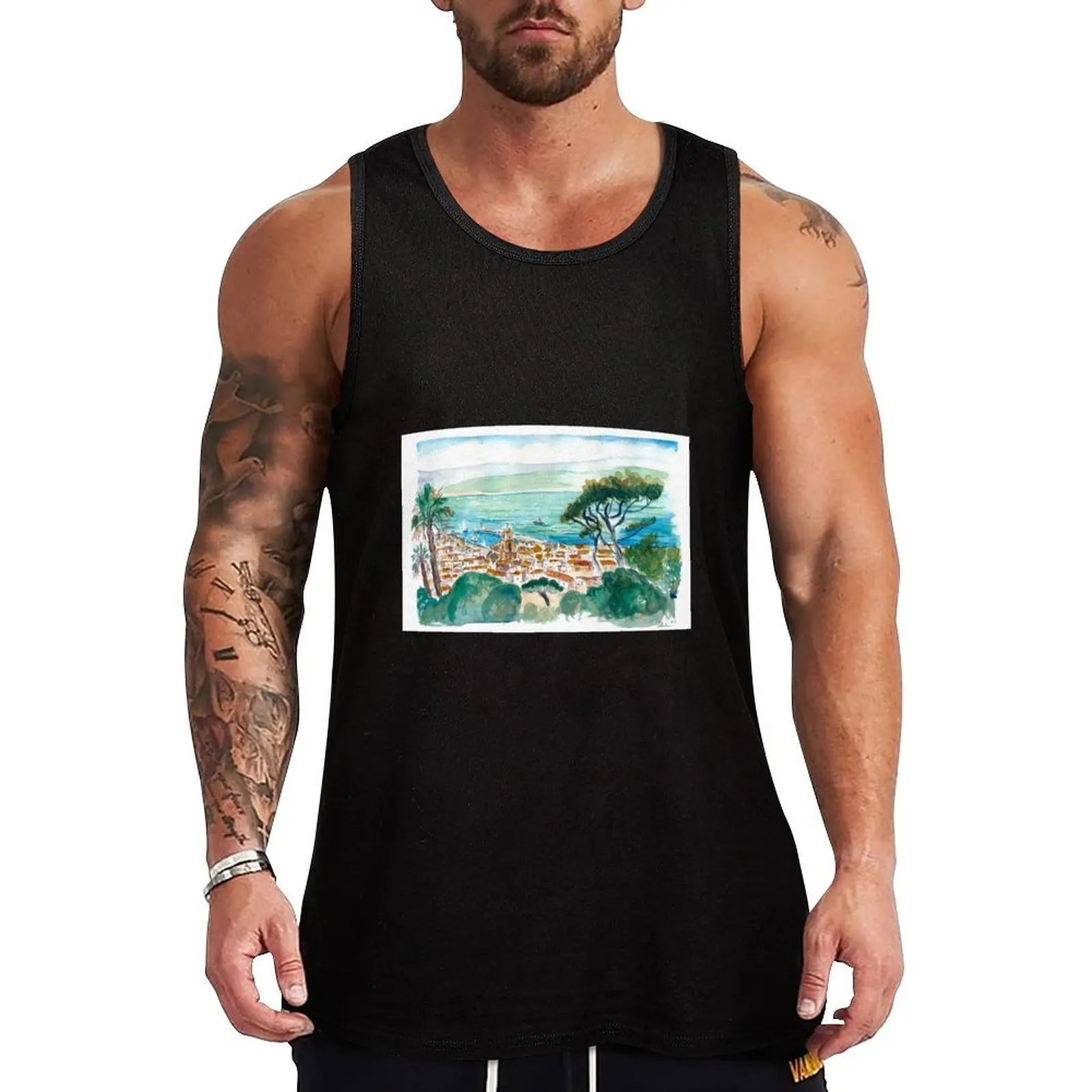 Saint Tropez Coastal View of Turquoise French Riviera Tank Top Muscle fit Men's gym articles Men's gym t-shirt
Saint Tropez Coastal View of Turquoise French Riviera Tank Top Muscle fit Men's gym articles Men's gym t-shirt