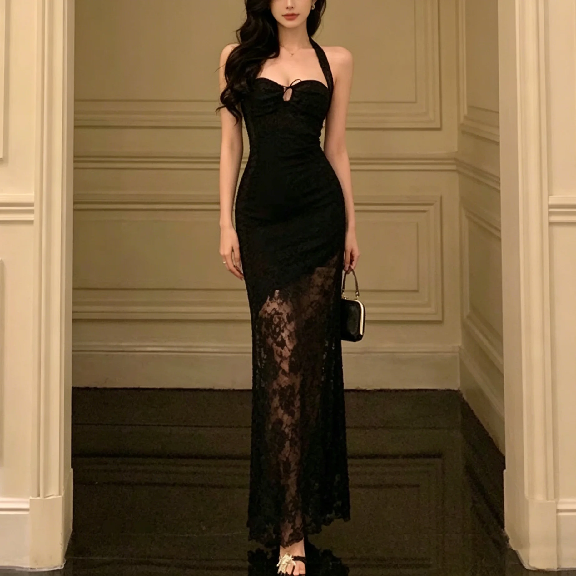 Lace Halter Neck Maxi Dress Women Keyhole Neck Sheer Elegant Spring Summer Party Banquet Evening Cocktail
Lace Halter Neck Maxi Dress Women Keyhole Neck Sheer Elegant Spring Summer Party Banquet Evening Cocktail