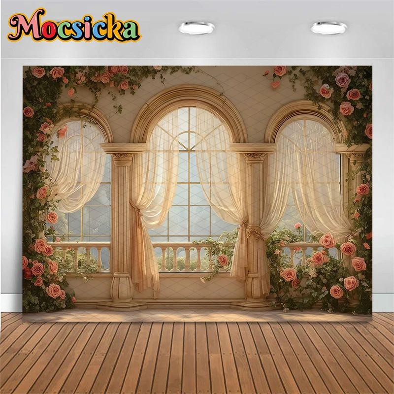 Mocsicka Mother's Day Photography Backdrop Beige Curtains Windows Decor Woman Girl Portrait Background Studio Shooting Wallpaper
Mocsicka Mother's Day Photography Backdrop Beige Curtains Windows Decor Woman Girl Portrait Background Studio Shooting Wallpaper