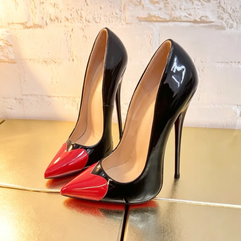 New 12cm slim high-heeled pointed shoes, sexy red peach heart color blocked light mouth shoes,fashionable plus size single shoes
New 12cm slim high-heeled pointed shoes, sexy red peach heart color blocked light mouth shoes,fashionable plus size single shoes