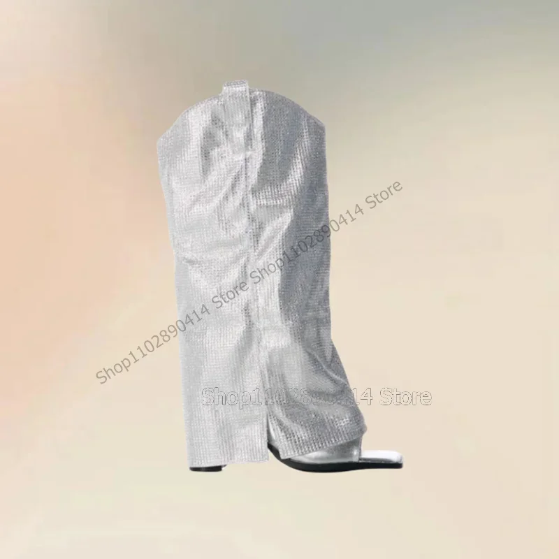 Silver Glitter Turned Over Open Toe Sandals Boots Slip On Women Shoes Chunky High Heels Fashion Party 2026 Zapatos Para Mujere
Silver Glitter Turned Over Open Toe Sandals Boots Slip On Women Shoes Chunky High Heels Fashion Party 2026 Zapatos Para Mujere