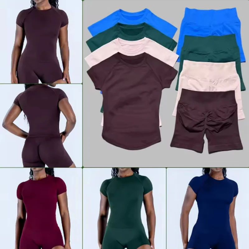 yoga outfits 2 Pieces shirt Sports Set Women impact Short Sleeve Top Seamless shorts workout sports Suits Gym Fitness Set
yoga outfits 2 Pieces shirt Sports Set Women impact Short Sleeve Top Seamless shorts workout sports Suits Gym Fitness Set