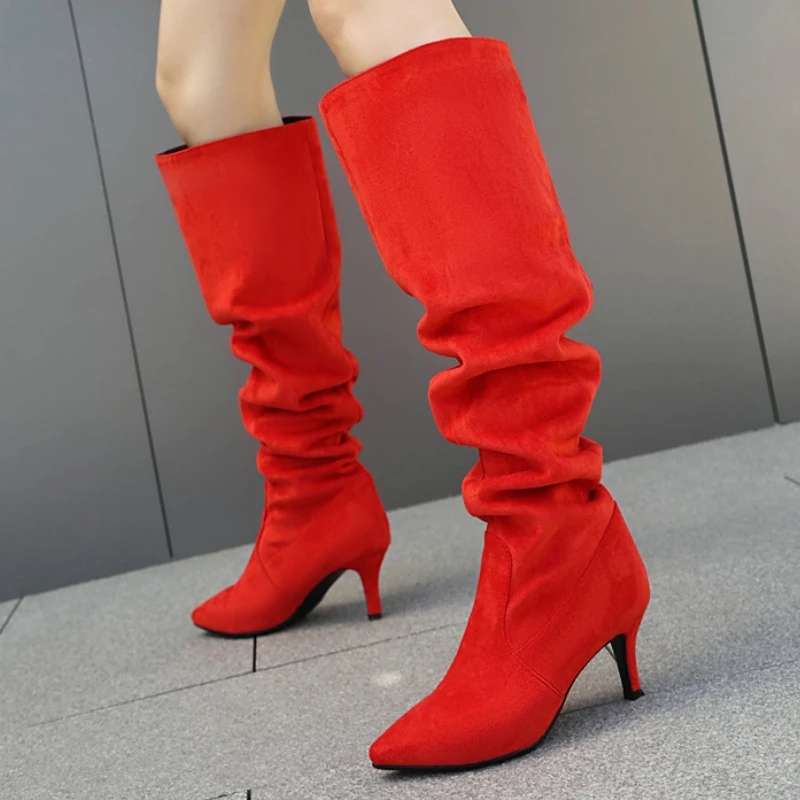 Плиссированные сапоги до колена, женские высокие сапоги для женщин, осень-зима, черные, красные замшевые туфли на каблуке, длинные туфли для верховой езды, женские большие размеры 45
Плиссированные сапоги до колена, женские высокие сапоги для женщин, осень-зима, черные, красные замшевые туфли на каблуке, длинные туфли для верховой езды, женские большие размеры 45