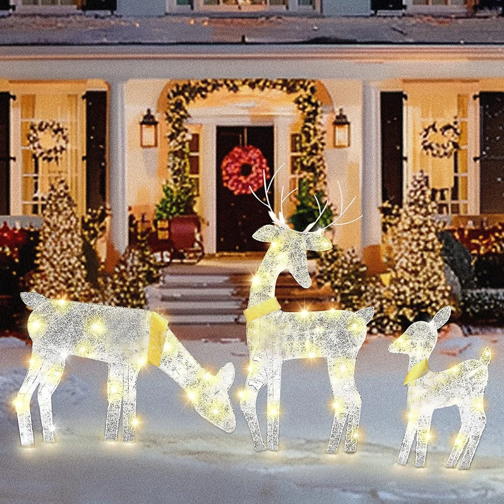 3-Piece 2D Reindeer with 5PCS String Lamp Lights 2D Christmas Deer Outdoor Lighted Holiday Deer Family Christmas Yard Decoration
3-Piece 2D Reindeer with 5PCS String Lamp Lights 2D Christmas Deer Outdoor Lighted Holiday Deer Family Christmas Yard Decoration